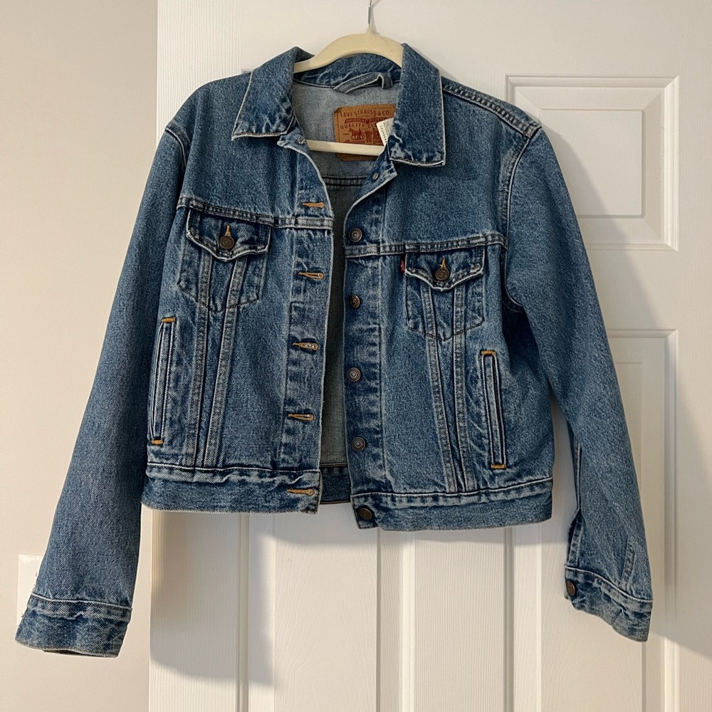 Levi's Medium Blue Denim Jacket with Leather Logo Patch